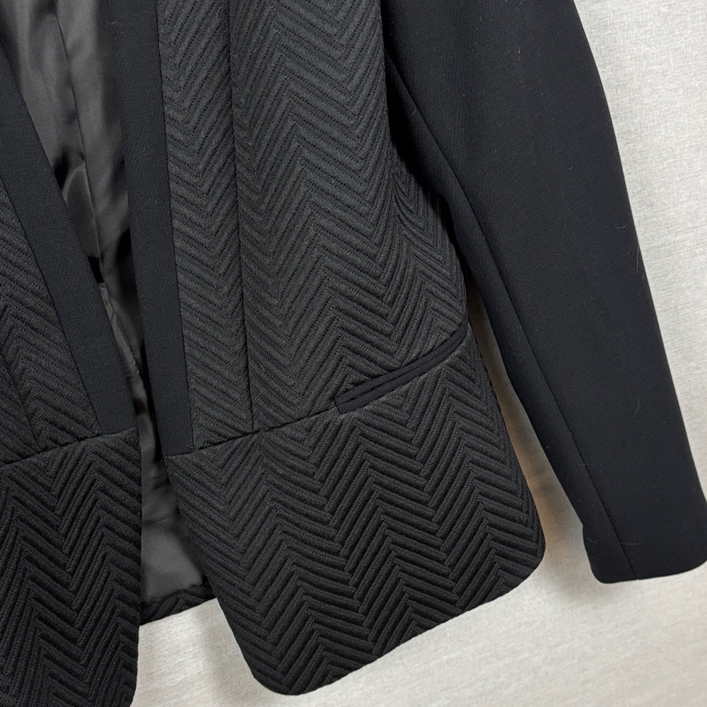 Chevron textured black Jacket ; fully lined